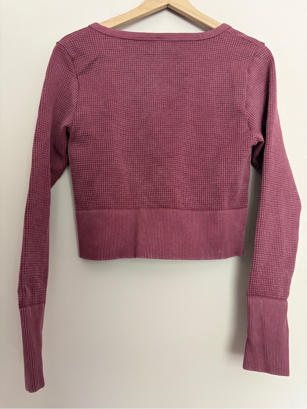Aerie Offline Main Squeeze Cropped Waffle Knit   Henley XL - Picture 3 of 5